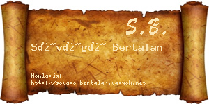 Sóvágó Bertalan névjegykártya